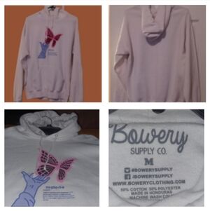 💙🌺White Hoodie with Pink Butterfly Design